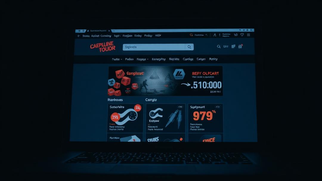 Laptop-Bildschirm mit einem unseriös wirkenden Online-Shop